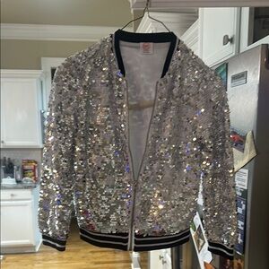Sequin Silver Bomber Jacket